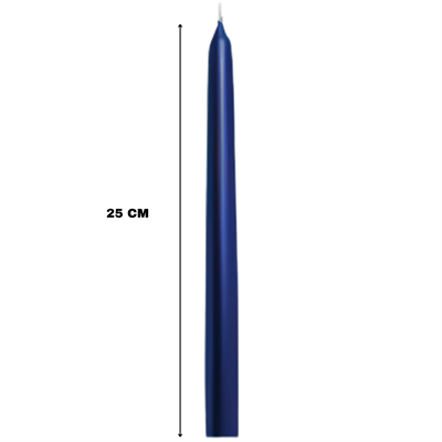 Lacivert Renkli Şamdan Mum 10 Lu Paket 25 cm