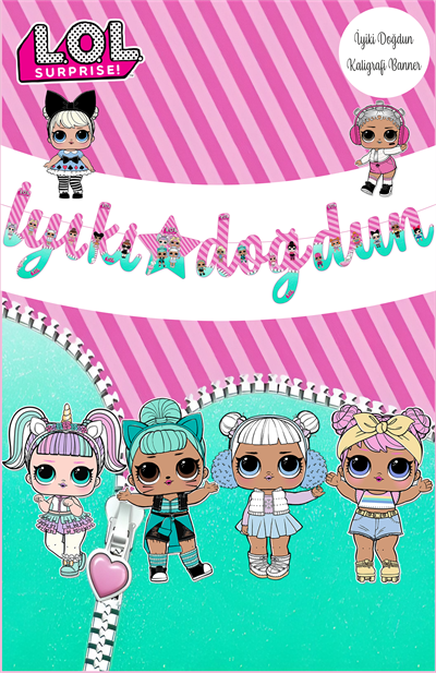 Lol Bebek Temalı İyiki Doğdun Kaligrafi Banner