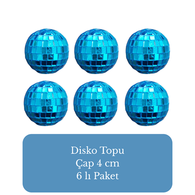 Mavi Disko Topu 4 cm 6 Adet