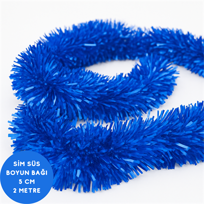 Mavi Renkli Sim Süs Boyun Bağı – Yılbaşı ve Parti Simi (Tekli) 2 Metre