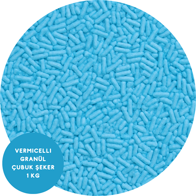 Mavi Renkli Vermicelli Şeker 1 Kg – Pasta & Tatlı Süsleme Şekeri (Çubuk Şeker)