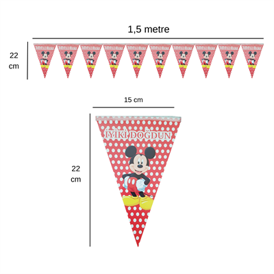 Mickey Puanlı Flama Bayrak Set Süs