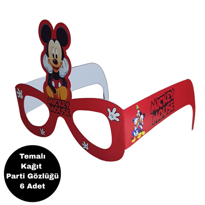 Mickey Temalı Kağıt Gözlük 6 Adet Parti Gözlüğü
