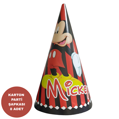 Mickey Temalı Karton Parti Şapkası 8 Adet