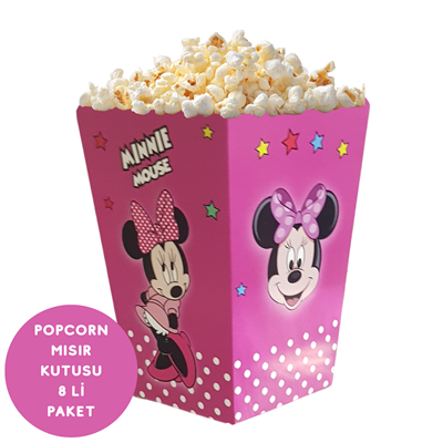 Minnie Temalı Popcorn Mısır Kutusu 8 li Paket