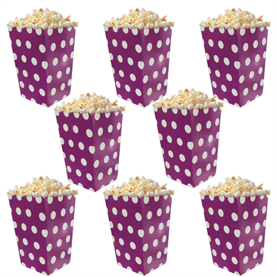 Mor Beyaz Puanlı Popcorn Mısır Kutusu 8 li Paket