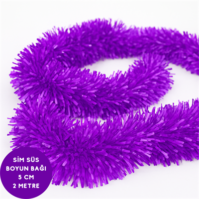 Mor Renkli Sim Süs Boyun Bağı – Yılbaşı ve Parti Simi (Tekli) 2 Metre