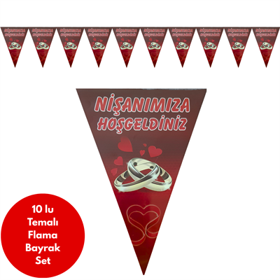 Nişanımıza Hoşgeldiniz Flama Bayrak Set Süs