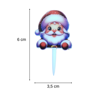 Noel Baba Temalı Yılbaşı Pleksi Pasta ve Cupcake Süsü - 10 Adet