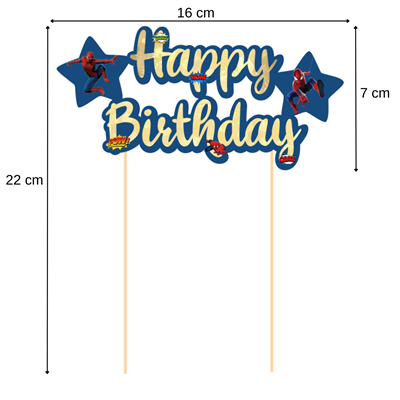 Örümcek Adam Temalı Happy Birthday Kaligrafi Pasta Üstü Süs