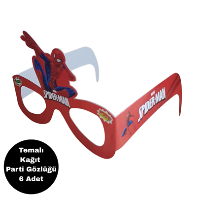 Örümcek Adam Temalı Kağıt Gözlük 6 Adet Parti Gözlüğü