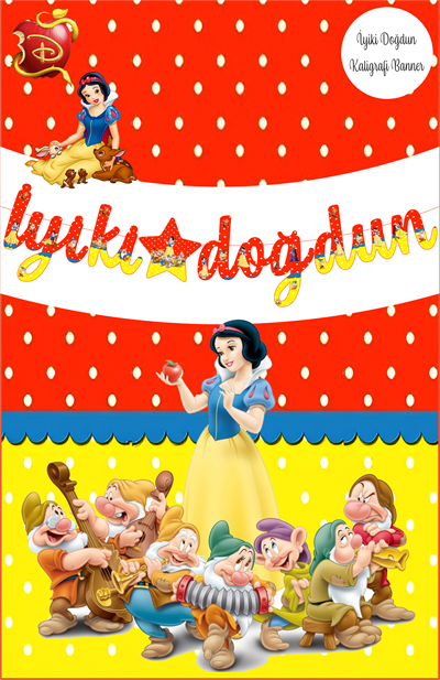 Pamuk Prenses Temalı İyiki Doğdun Kaligrafi Banner