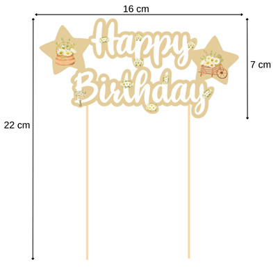Papatya Temalı Happy Birthday Kaligrafi Pasta Üstü Süs