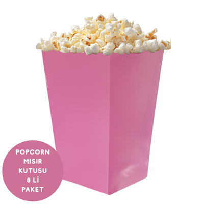Pembe Renkli Popcorn Mısır Kutusu 8 li Paket