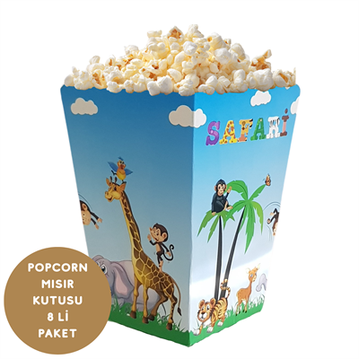 Popcorn Mısır Kutusu Safari Temalı 8 li Paket