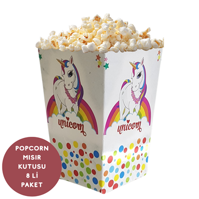 Popcorn Mısır Kutusu Unicorn Temalı 8 li Paket