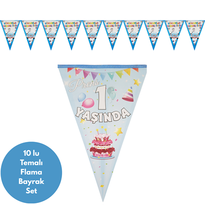 Prens 1 Yaşında Flama Bayrak Set Süs