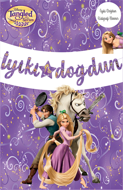 Rapunzel Temalı İyiki Doğdun Kaligrafi Banner