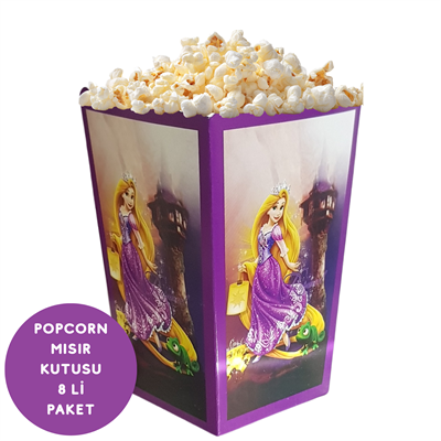 Rapunzel Temalı Popcorn Mısır Kutusu 8 li Paket