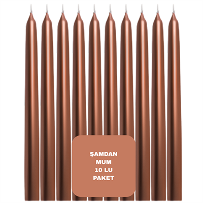 Rose Gold Renkli Şamdan Mum 10 Lu Paket 25 cm
