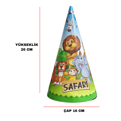 Safari Temalı Karton Parti Şapkası 8 Adet