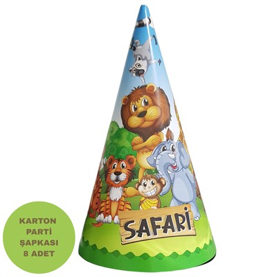 Safari Temalı Karton Parti Şapkası 8 Adet