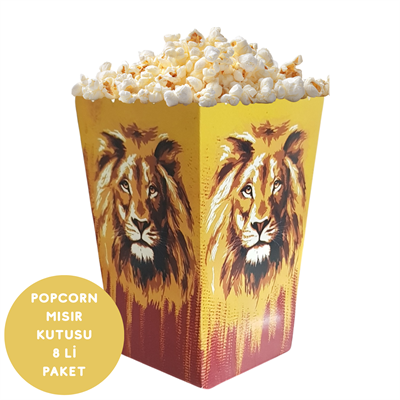 Sarı Kırmızı Taraftar Temalı Popcorn Mısır Kutusu 8 li Paket