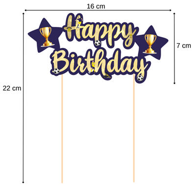 Sarı Lacivert Taraftar Temalı Happy Birthday Kaligrafi Pasta Üstü Süs