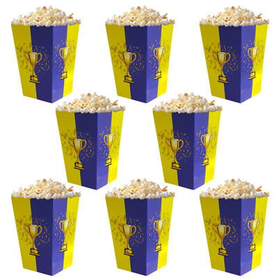 Sarı Lacivert Taraftar Temalı Popcorn Mısır Kutusu 8 li Paket