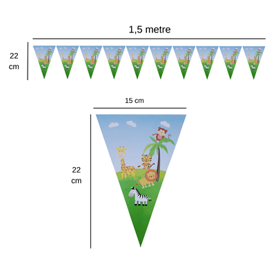 Sevimli Hayvanlar Flama Bayrak Set Süs