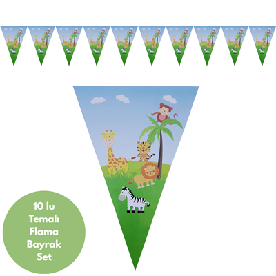Sevimli Hayvanlar Flama Bayrak Set Süs