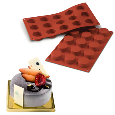 Silikomart SF027 Silindirik Mini Kek Silikon Kalıp (15 Gözlü)