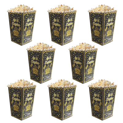 Siyah Altın İyiki Doğdun Temalı Popcorn Mısır Kutusu 8 li Paket
