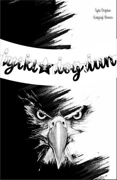 Siyah Beyaz Taraftar Temalı İyiki Doğdun Kaligrafi Banner