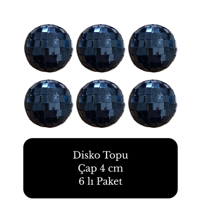 Siyah Disko Topu 4 cm 6 Adet