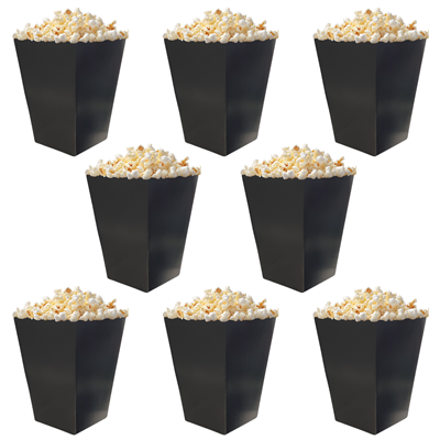 Siyah Renkli Popcorn Mısır Kutusu 8 li Paket
