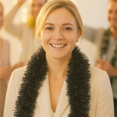 Siyah Renkli Sim Süs Boyun Bağı – Yılbaşı ve Parti Simi (Tekli) 2 Metre