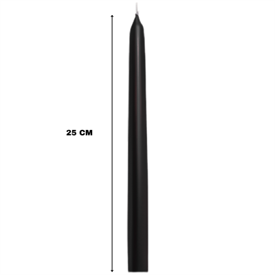 Siyah Renkli Şamdan Mum 10 Lu Paket 25 cm