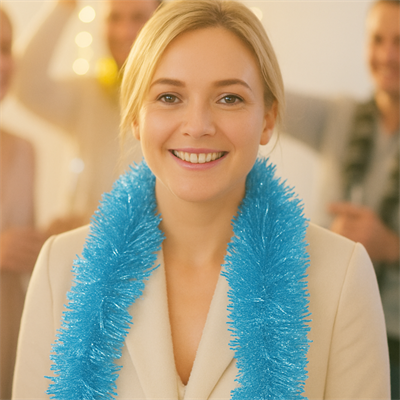 Soft Mavi Renkli Sim Süs Boyun Bağı – Yılbaşı ve Parti Simi (Tekli) 2 Metre