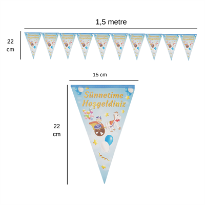 Sünnet Temalı Flama Bayrak Set Süs