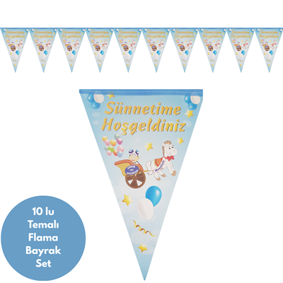 Sünnet Temalı Flama Bayrak Set Süs