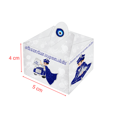 Sünnetime Hoşgeldiniz Temalı Gümüş Renkli Lokum ve Şeker Kutusu 25 Adet