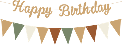 Sütlü Kahve Happy Birthday Kaligrafi Banner ve Düz Renk Flama Set