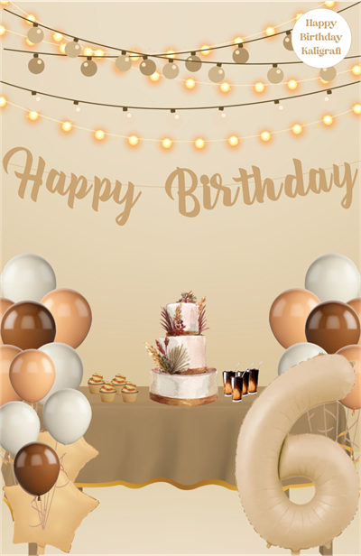 Sütlü Kahve Temalı Happy Birthday Kaligrafi Banner