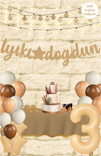 Sütlü Kahve Temalı İyiki Doğdun Kaligrafi Banner