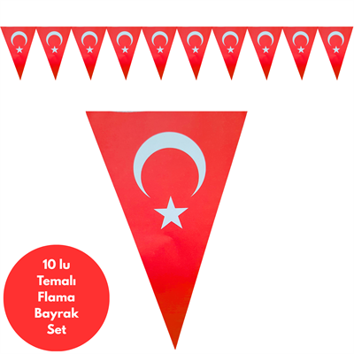 Türk Bayrağı Flama Bayrak Set Süs
