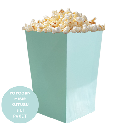 Turkuaz Renkli Popcorn Mısır Kutusu 8 li Paket