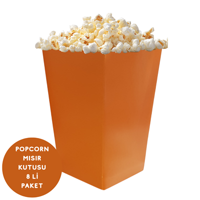 Turuncu Renkli Popcorn Mısır Kutusu 8 li Paket