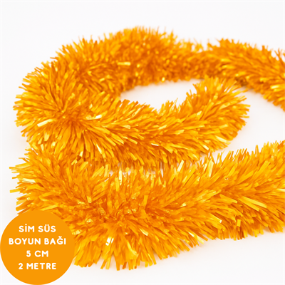 Turuncu Renkli Sim Süs Boyun Bağı – Yılbaşı ve Parti Simi (Tekli) 2 Metre