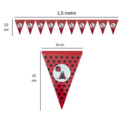 Uğur Böcekli Flama Bayrak Set Süs